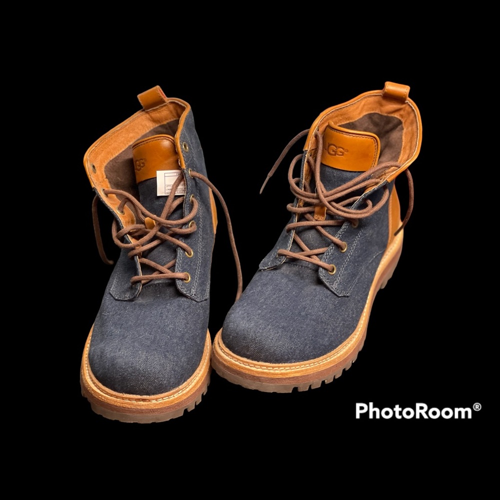 Men's UGG HUNTLEY Blue Denim Boots 11 Navy Leather